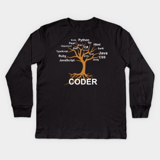 Coder / Programmer Tree Kids Long Sleeve T-Shirt